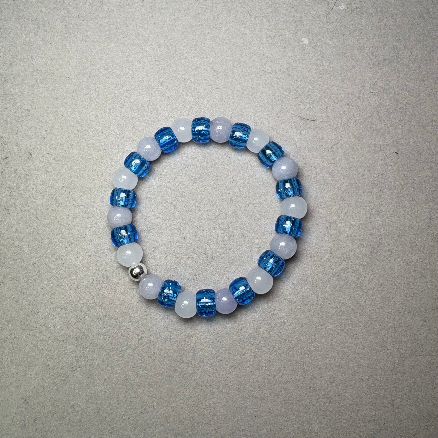 Blue Natural Stone Beads | White Frosty Beads | Blue Pony Bead Bracelet Charms By Prince™