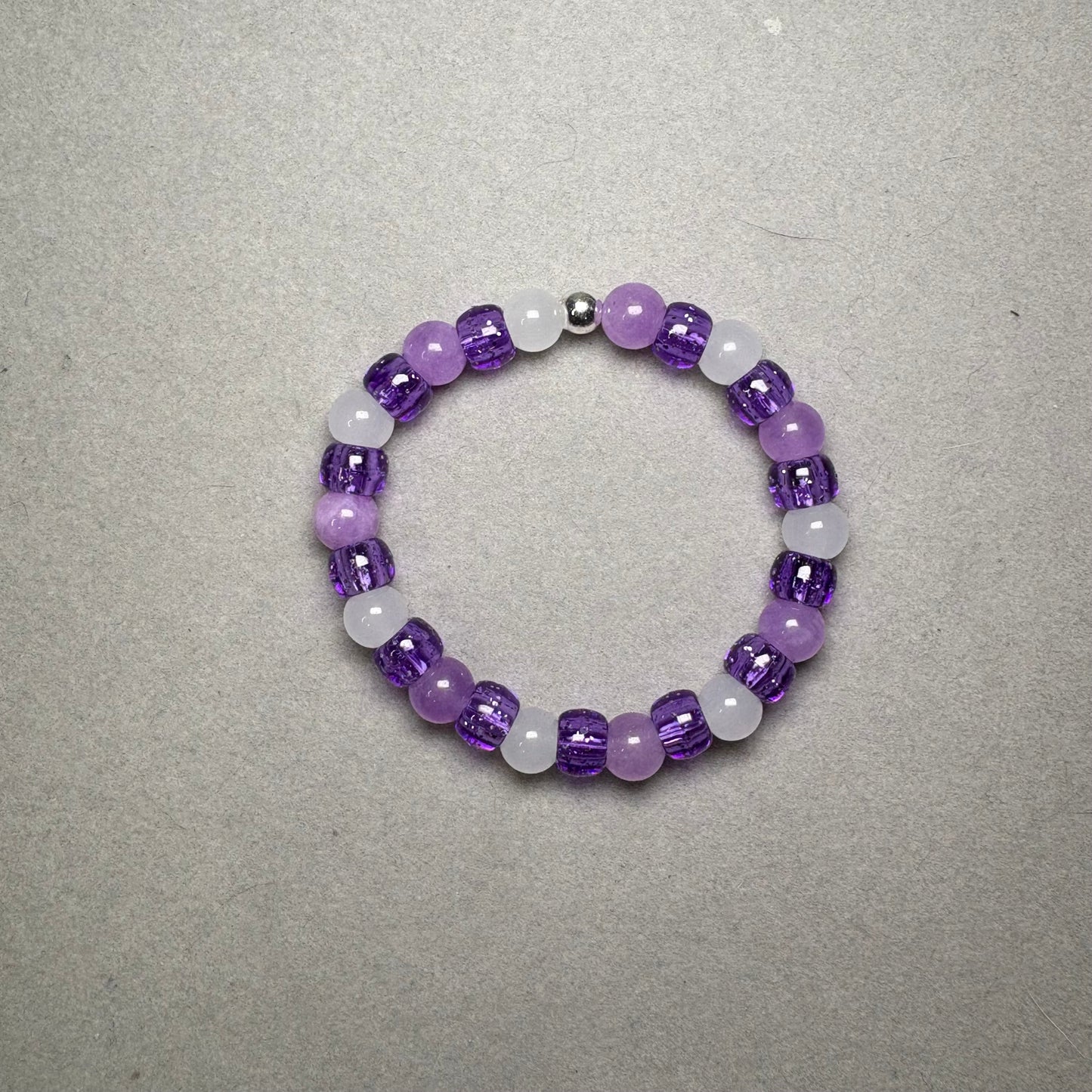 Purple Natural Stone Beads | White Frosty Beads | Purple Pony Bead Bracelet Charms By Prince™