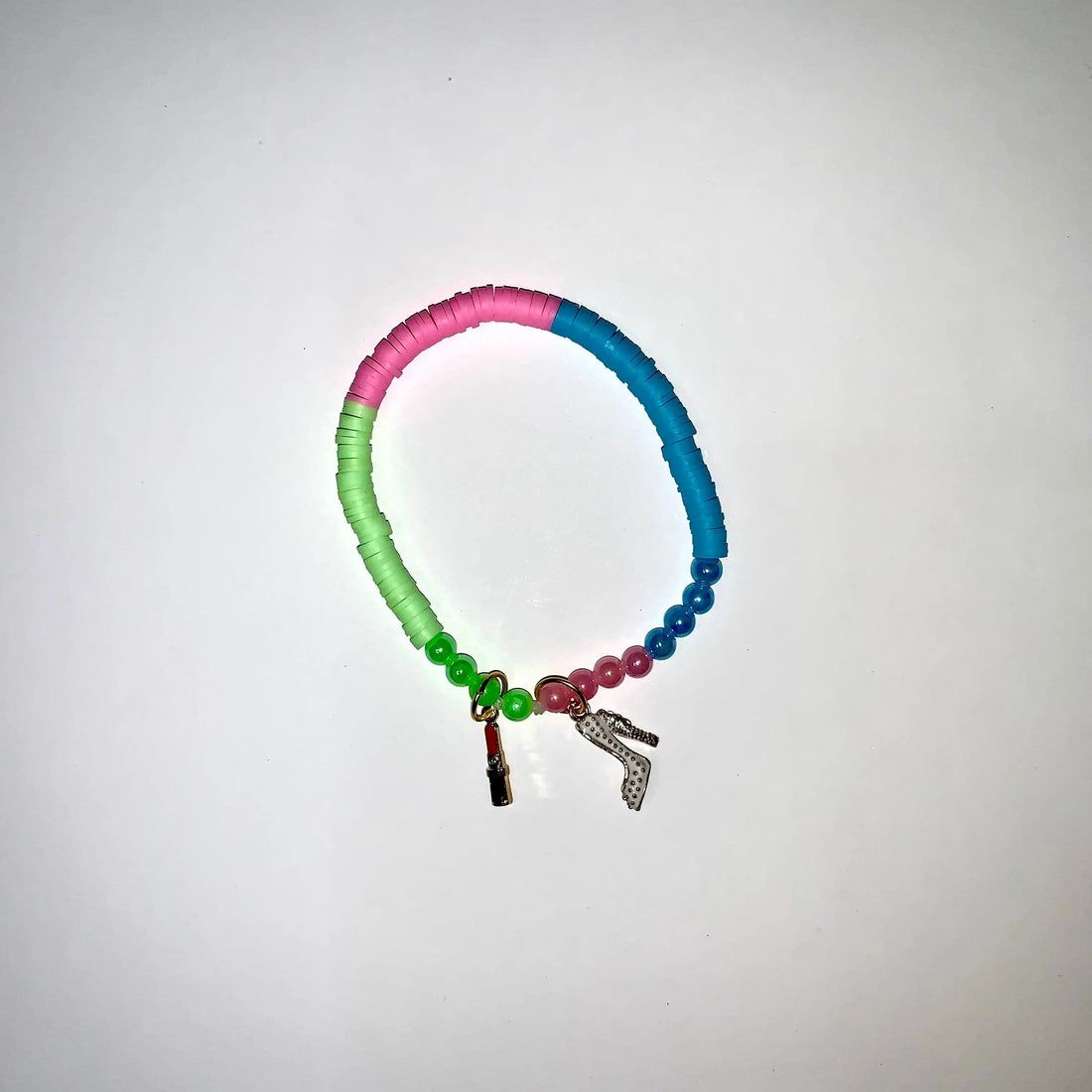 Pink, Blue, and Green Clay Bead Bracelet