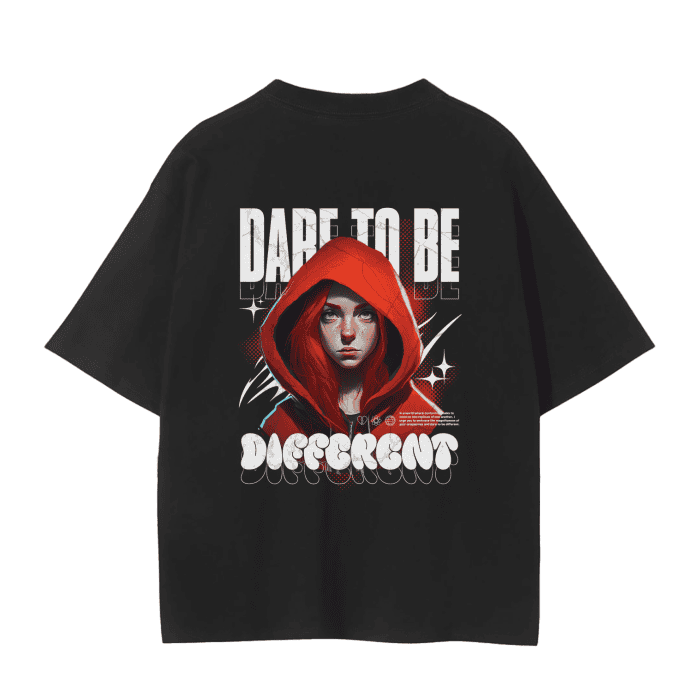 Dare To Be Different,Drop Shoulder T-Shirt,230 GSM,Black,graphic tee,MOQ1,Delivery days 5
