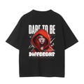 Dare To Be Different,Drop Shoulder T-Shirt,230 GSM,Black,graphic tee,MOQ1,Delivery days 5