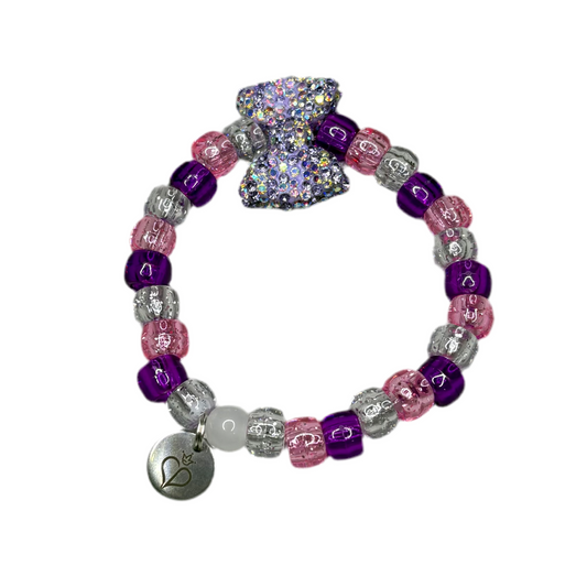 Purple and Pink Pony Bead Bling Bow Bracelet Charms By Prince™