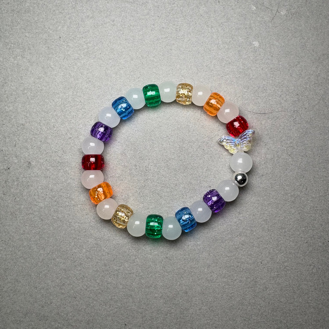 White Frosty Beads | Rainbow Pony Bead | Butterfly Charm Bracelet Charms By Prince™