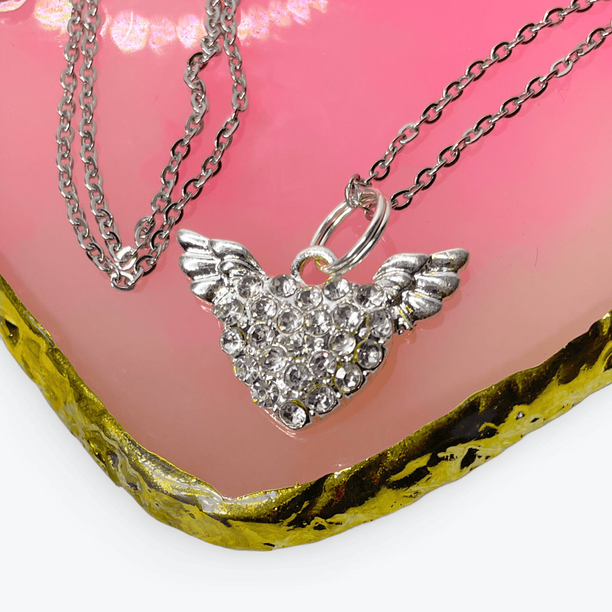 Stainless Steel Angel Heart Charm Necklace Charms By Prince