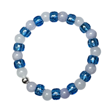 Blue Natural Stone Beads | White Frosty Beads | Blue Pony Bead Bracelet Charms By Prince™