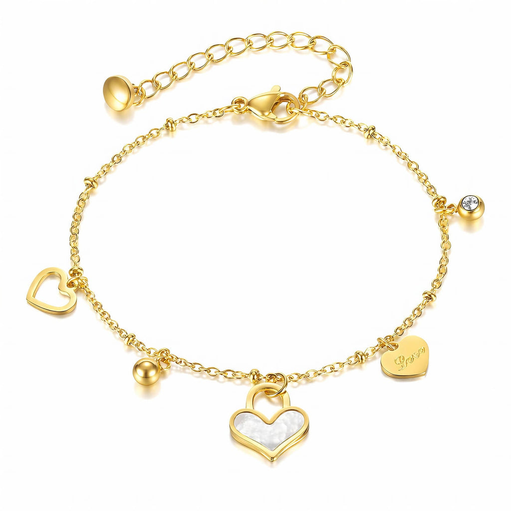 Hearts Bracelet, 18K Gold Plated Steel Intensity