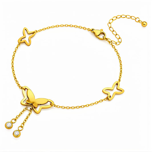 Butterfly Anklet, 18K Gold Plated Steel Intensity
