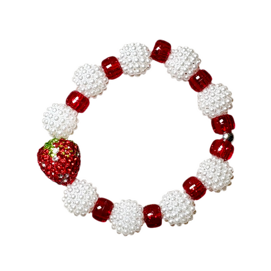 Strawberry Bling Pony Bead Bracelet