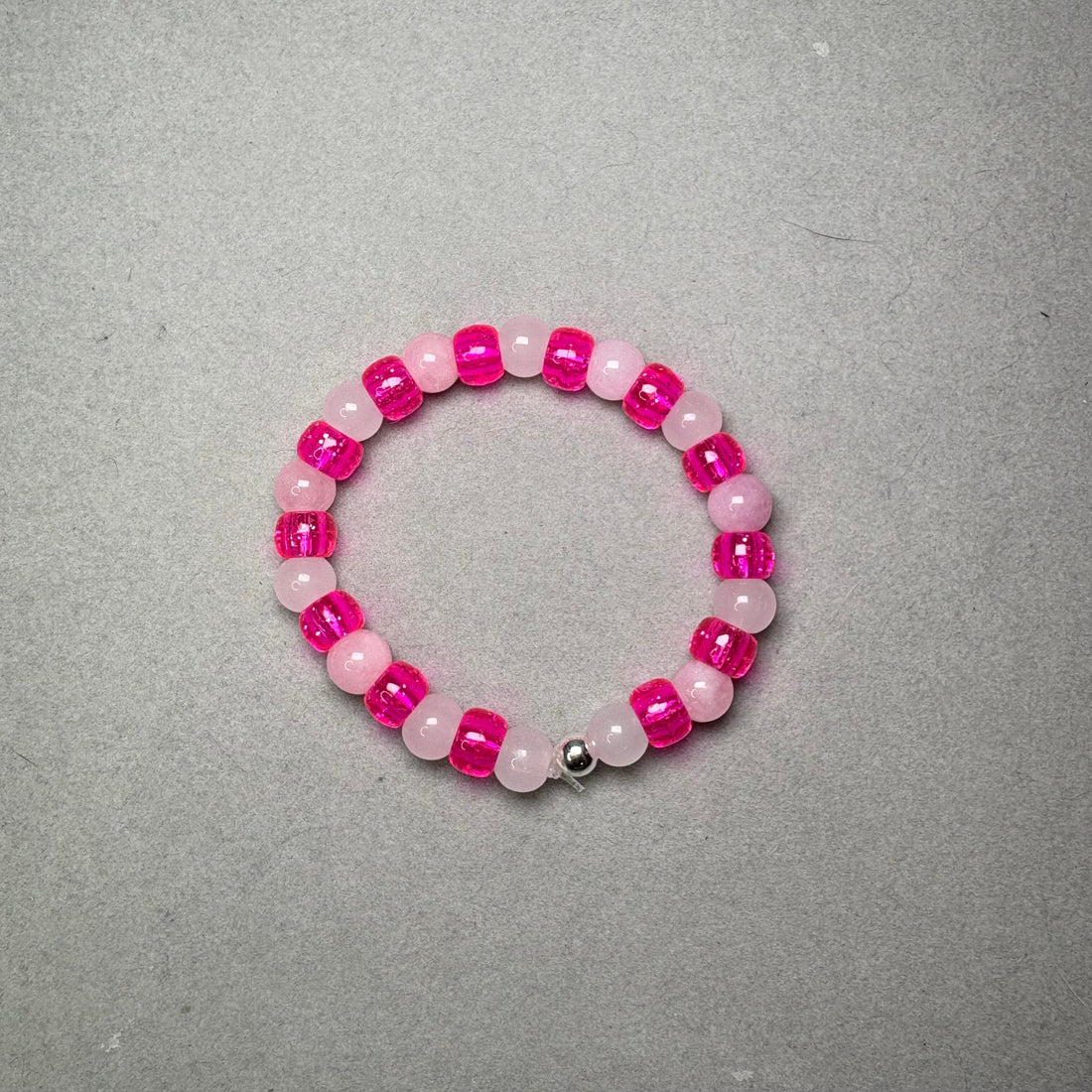 Pink Natural Stone Beads | White Frosty Beads | Pink Pony Bead Bracelet Charms By Prince™