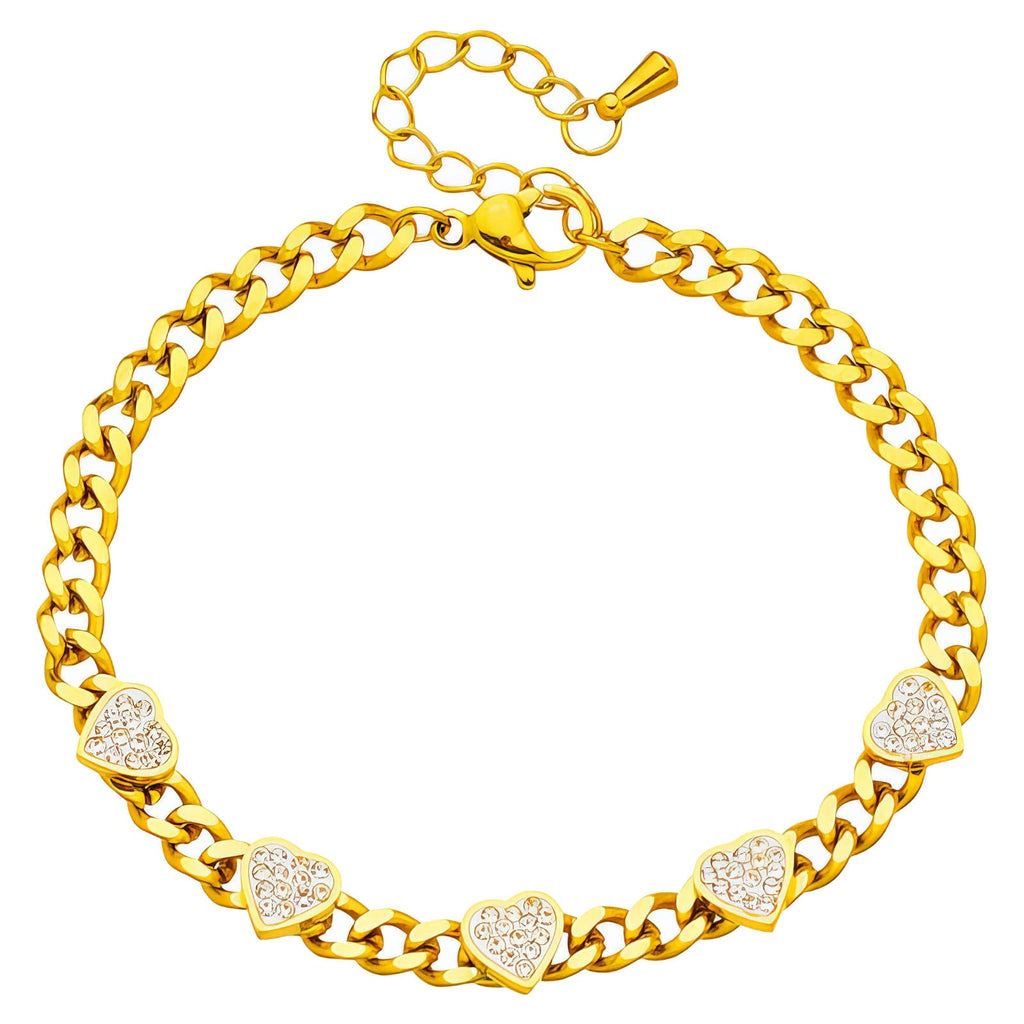 Hearts Bracelet, 18K Gold Plated Steel Intensity