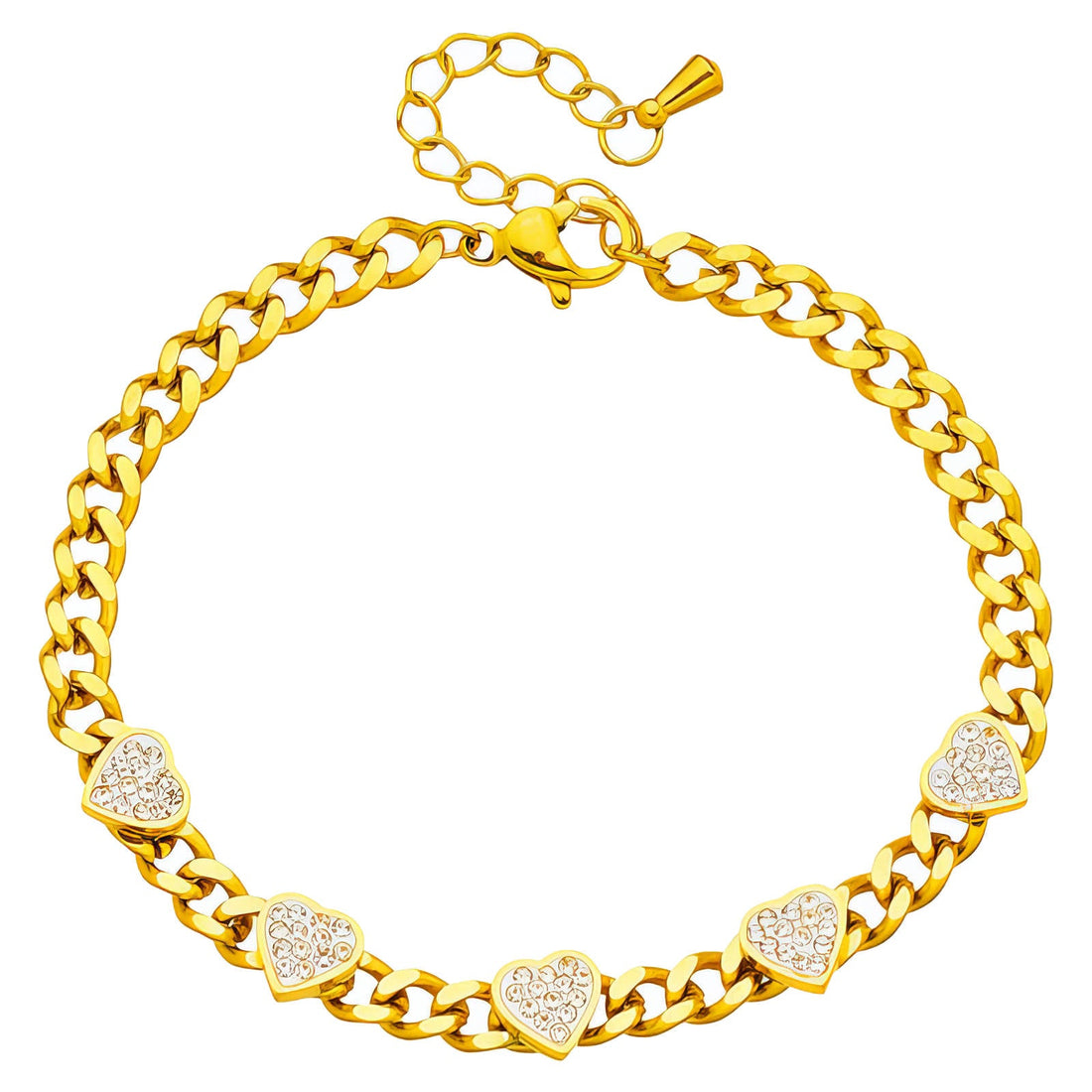 Hearts Bracelet, 18K Gold Plated Steel Intensity
