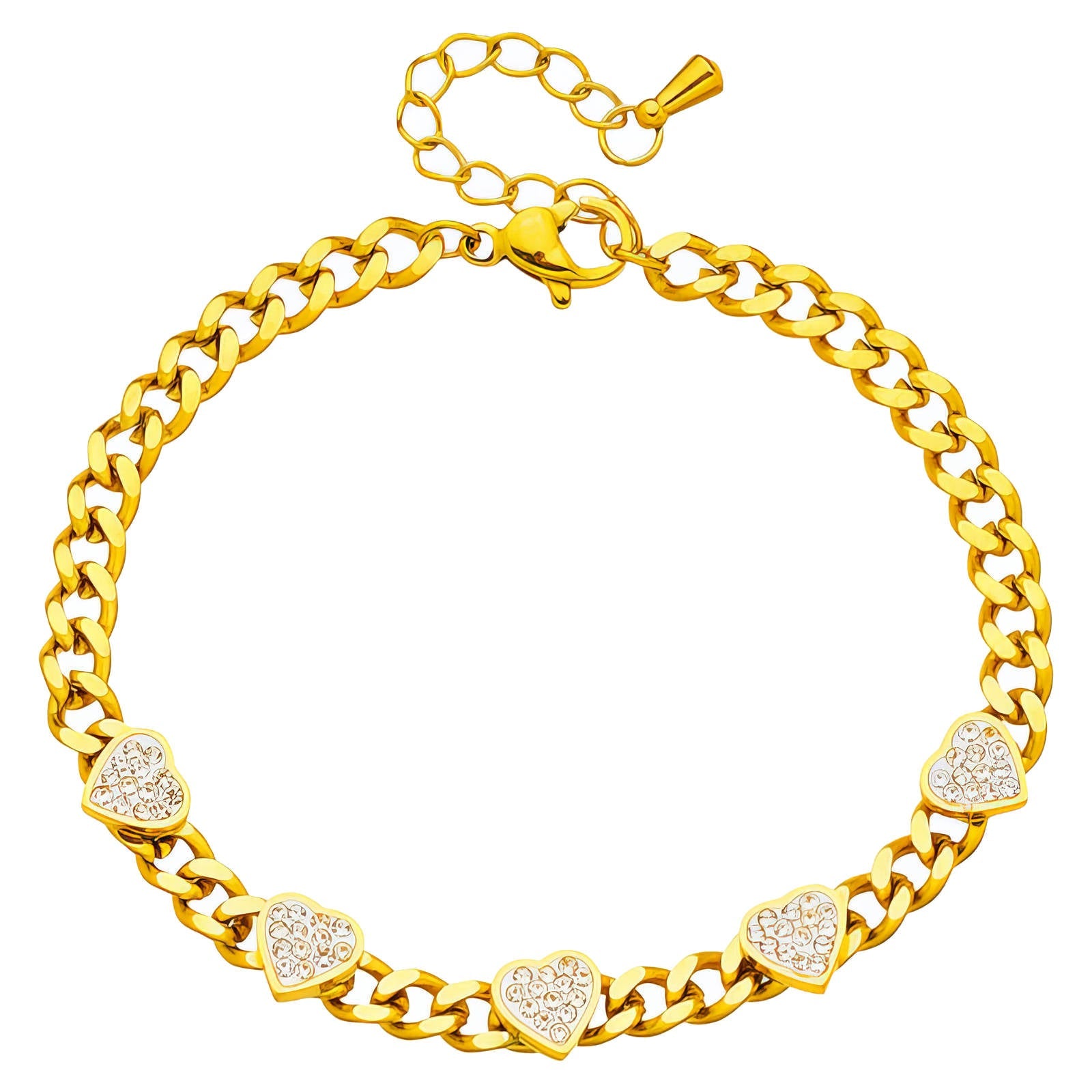 Hearts Bracelet, 18K Gold Plated Steel Intensity