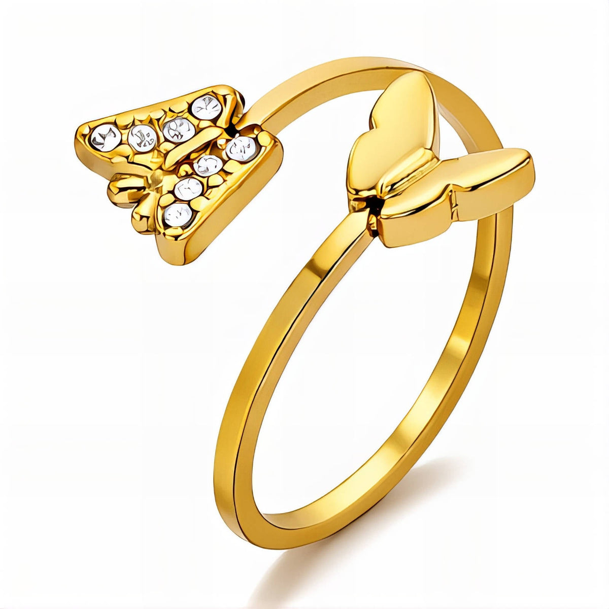 Butterflies Ring, 18K Gold Plated Steel Intensity