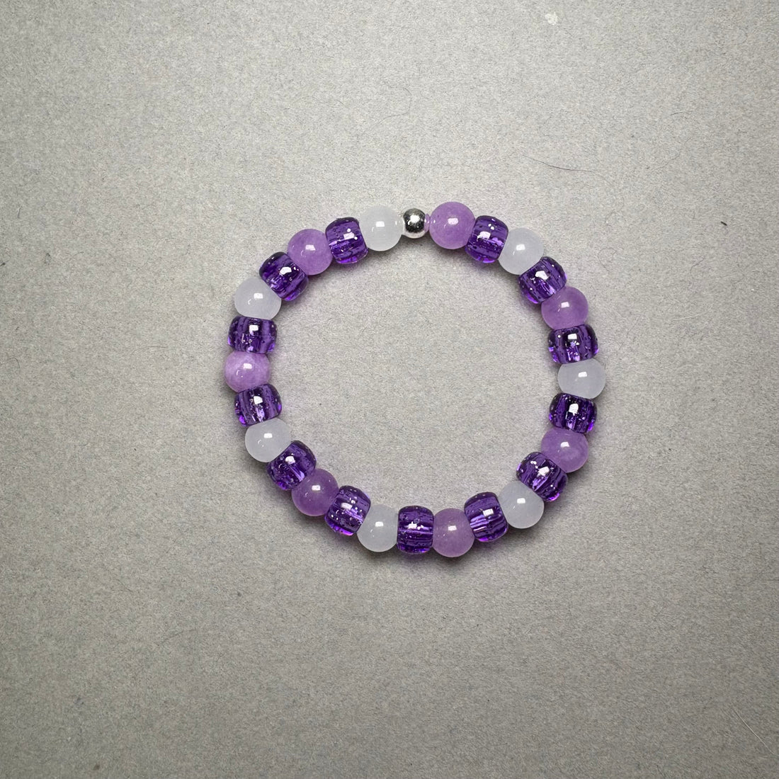 Purple Natural Stone Beads | White Frosty Beads | Purple Pony Bead Bracelet Charms By Prince™