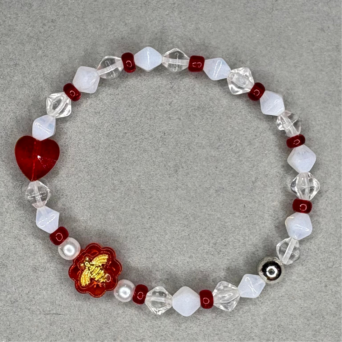 Red Crystal Bead Bee Charm Bracelet Charms By Prince™