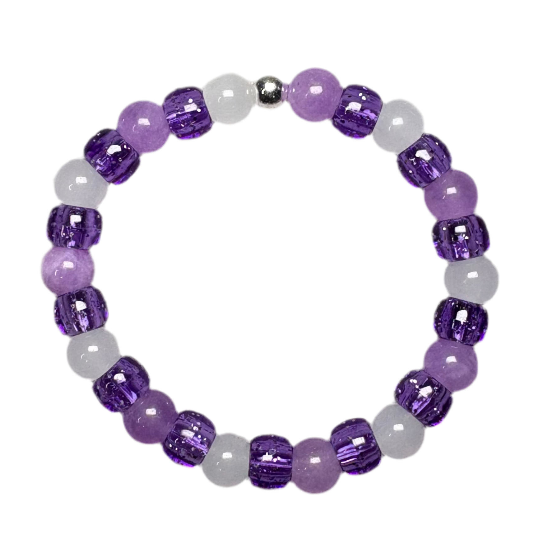 Purple Natural Stone Beads | White Frosty Beads | Purple Pony Bead Bracelet Charms By Prince™