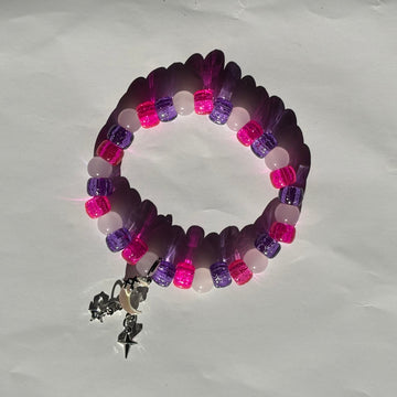 Pink & Purple | Moon Charm | Frosty Bead Bracelet Charms By Prince™