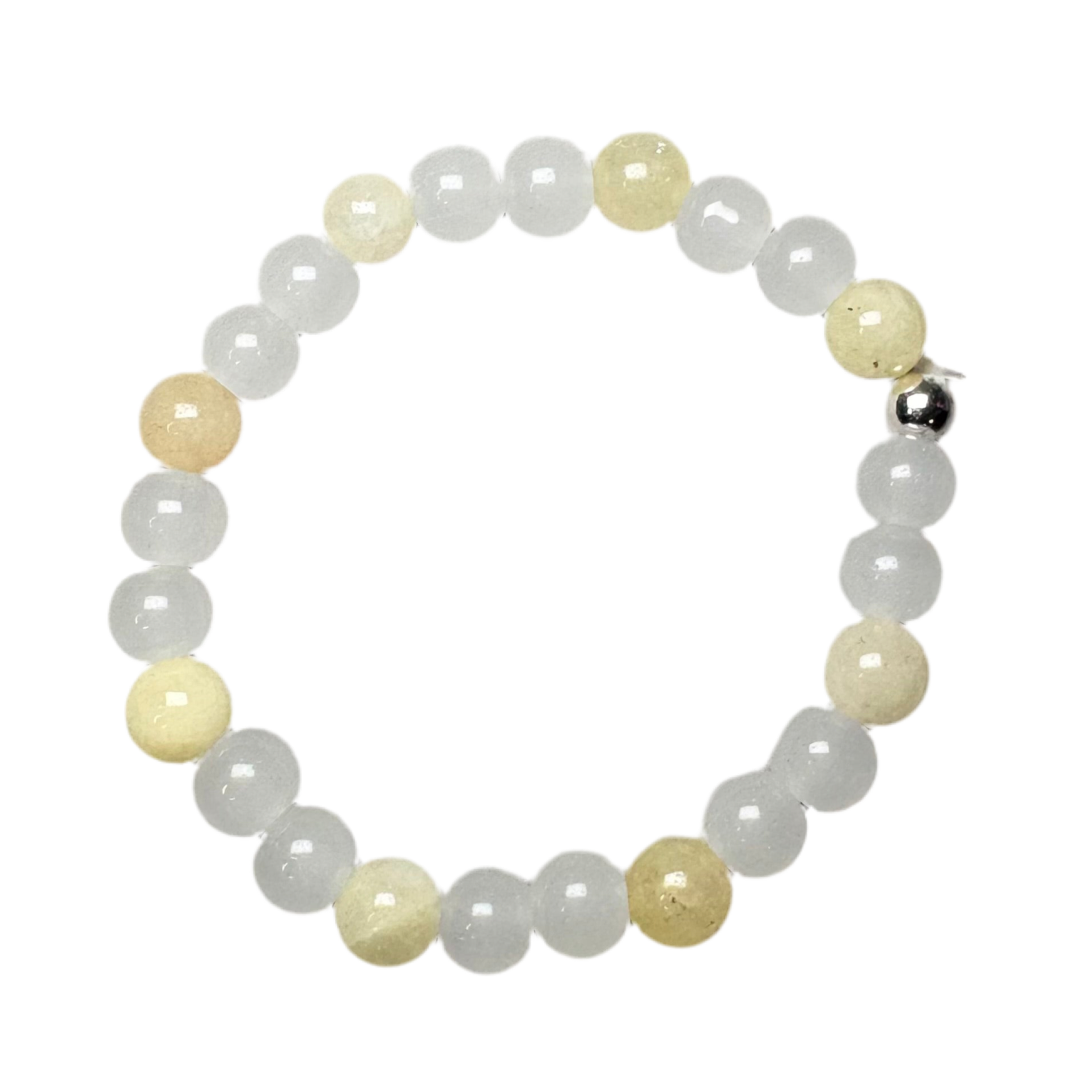 Yellow Natural Stone Beads | White Frosty Bead Bracelet Charms By Prince™