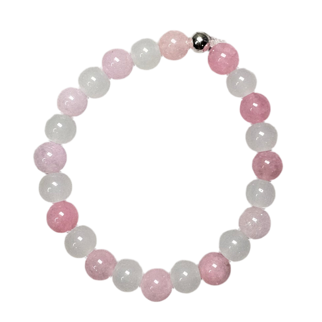 Pink Natural Stone Beads | White Frosty Beads Bracelet Charms By Prince™