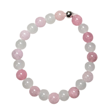 Pink Natural Stone Beads | White Frosty Beads Bracelet Charms By Prince™