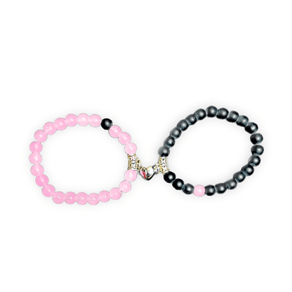 Love Heart Magnetic Beaded Bracelet Set (Pink) Charms By Prince™