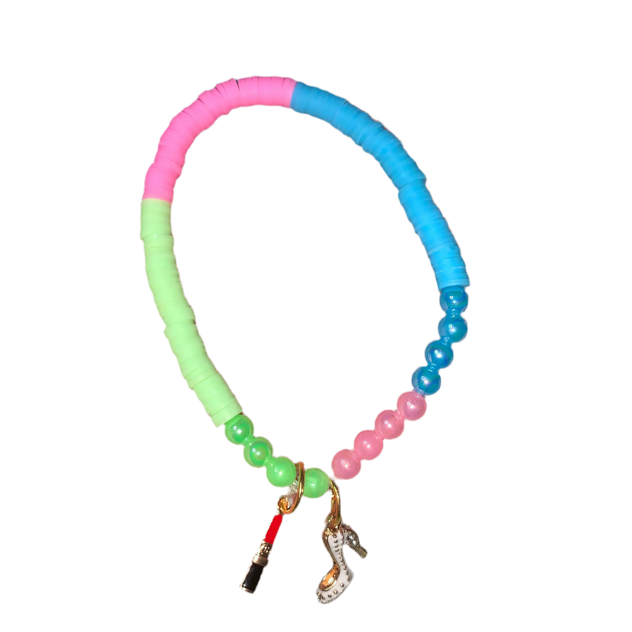 Pink, Blue, and Green Clay Bead Bracelet Charms By Prince™