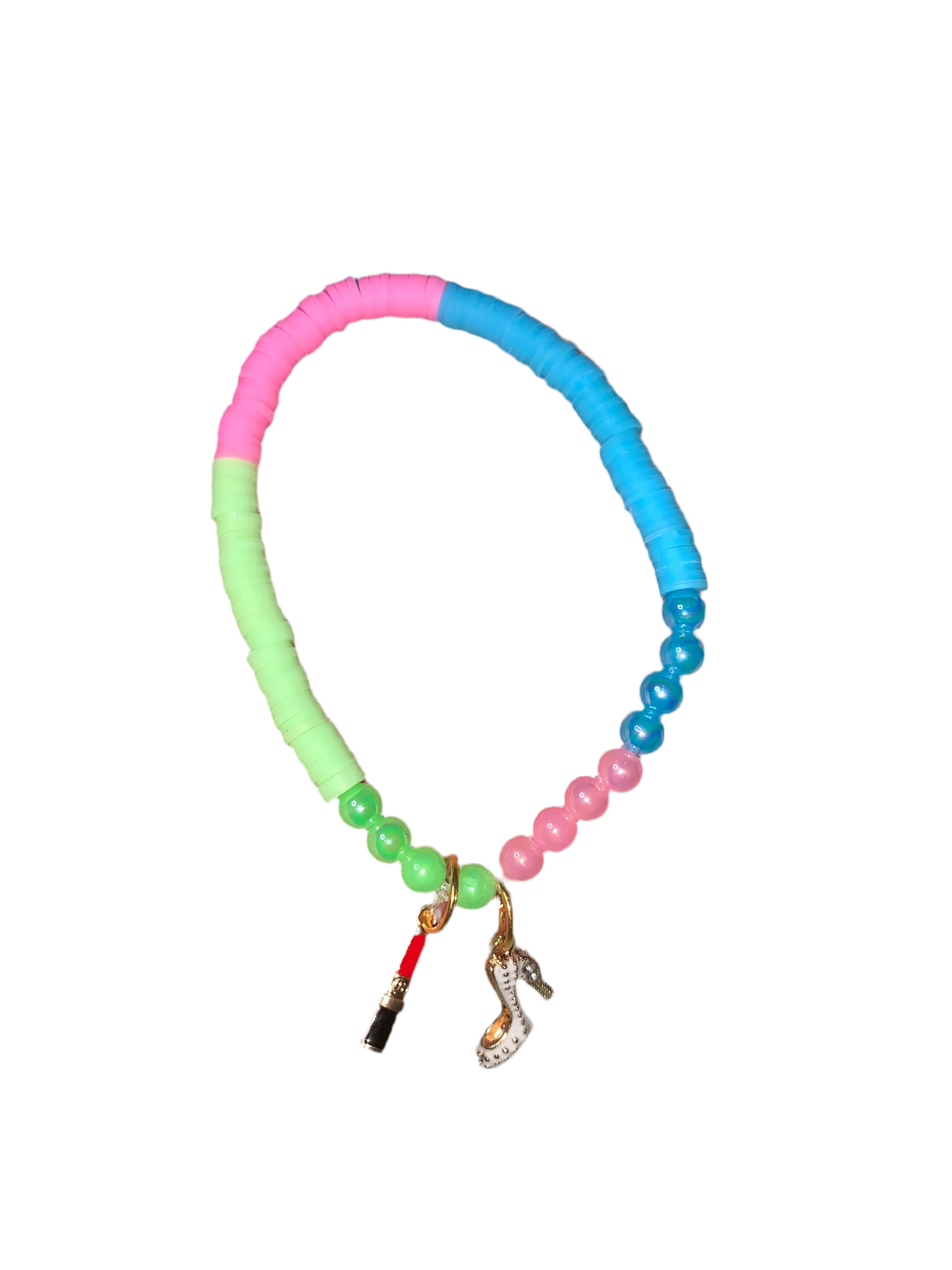 Pink, Blue, and Green Clay Bead Bracelet Charms By Prince™