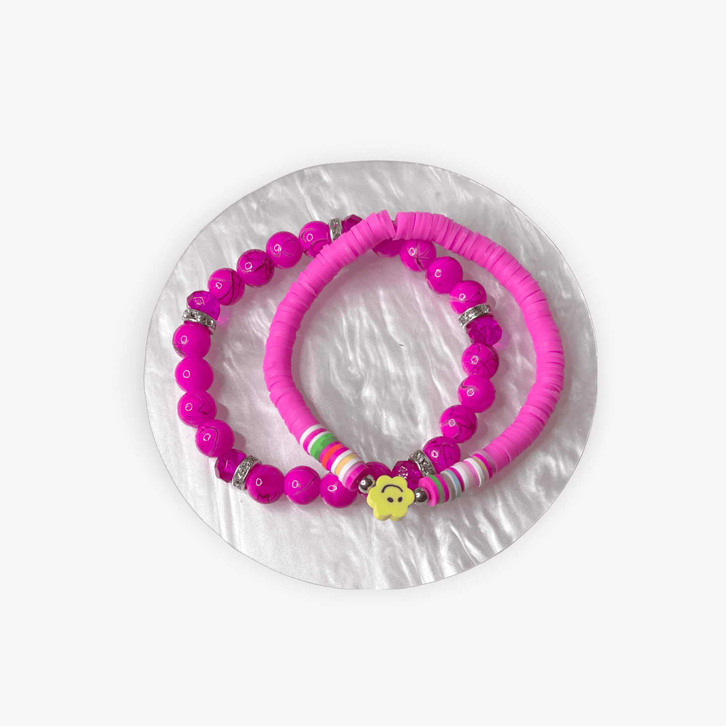 Hot Pink Bead Bracelet Set Charms By Prince™