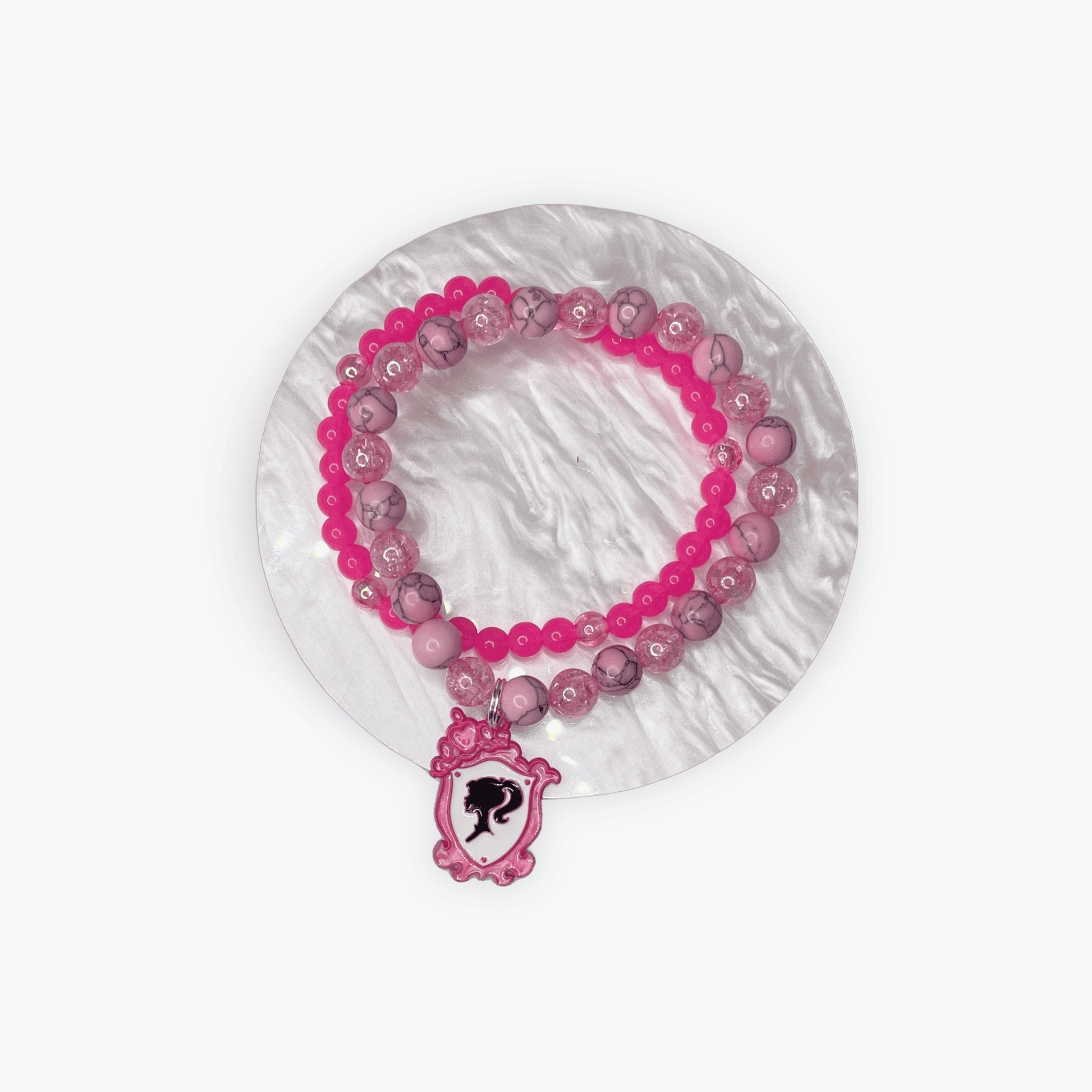 Pink Barb Bead Bracelet Set Charms By Prince™