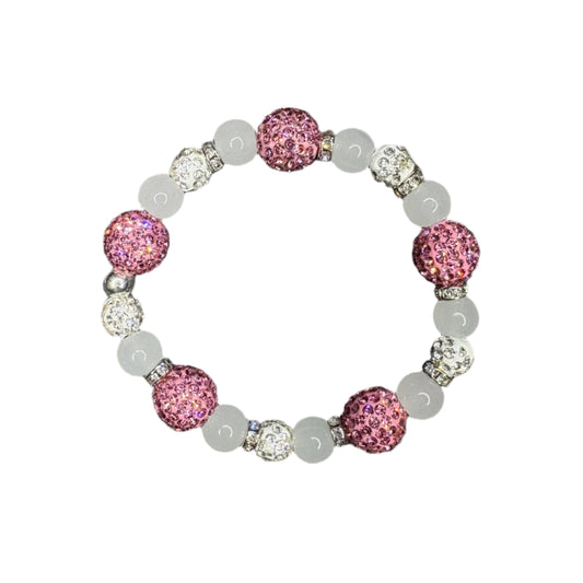 Pink | White | Bling | Frosty Bead Bracelet