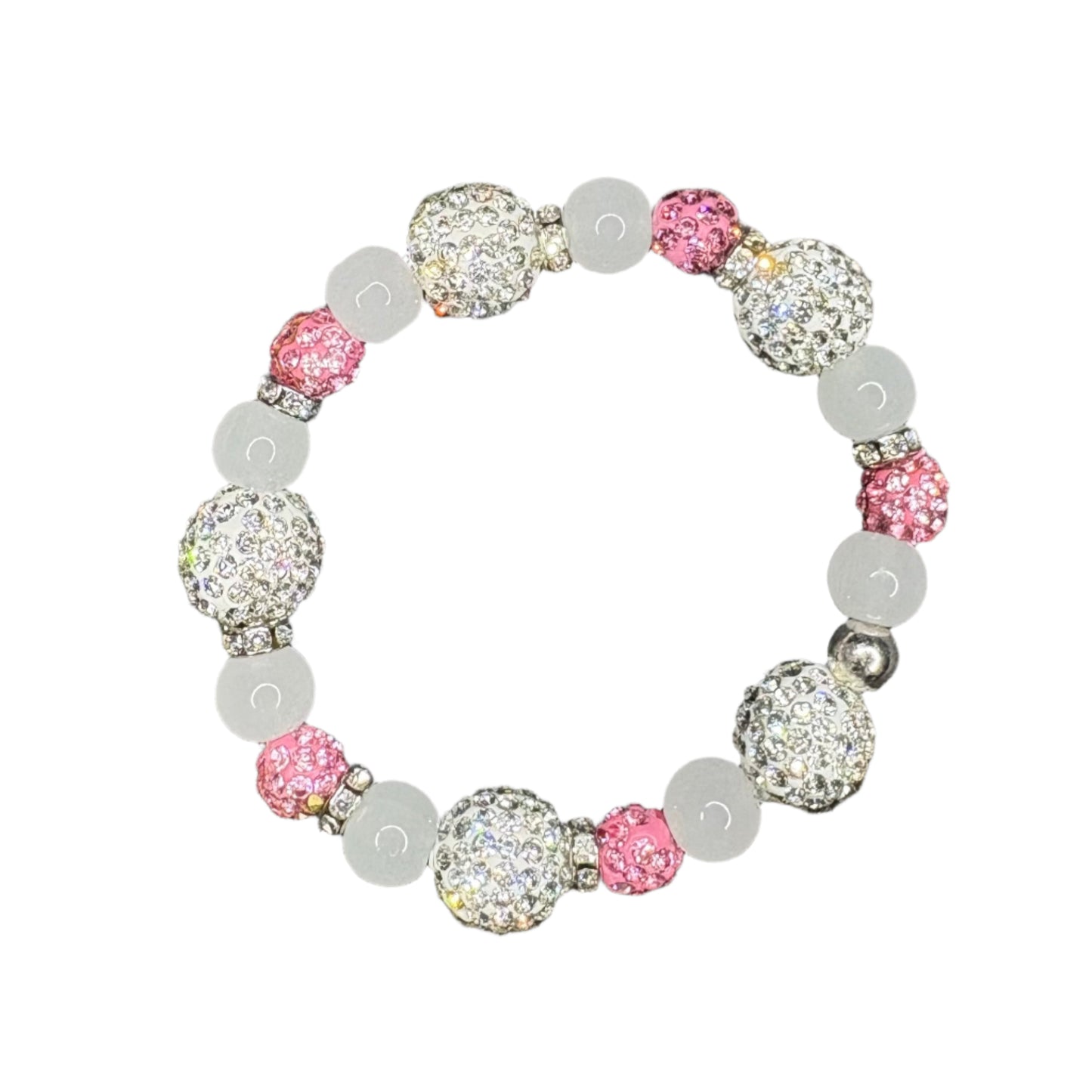 White | Pink | Bling | Frosty Bead Bracelet