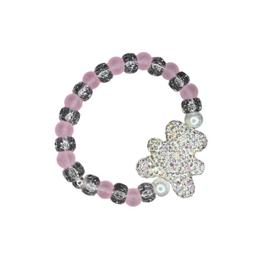 Pink Matte | White | Bling Teddy Bear | Frosty Bead Bracelet