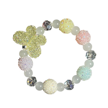 Gummy Beads | White Frosty Beads | White Pony Bead Bracelet with Gummy Butterfly Charms By Prince™