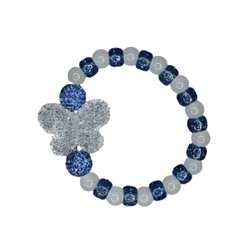 Blue Gummy Butterfly Bead | White Frosty Beads | Blue Pony Bead Bracelet Charms By Prince™