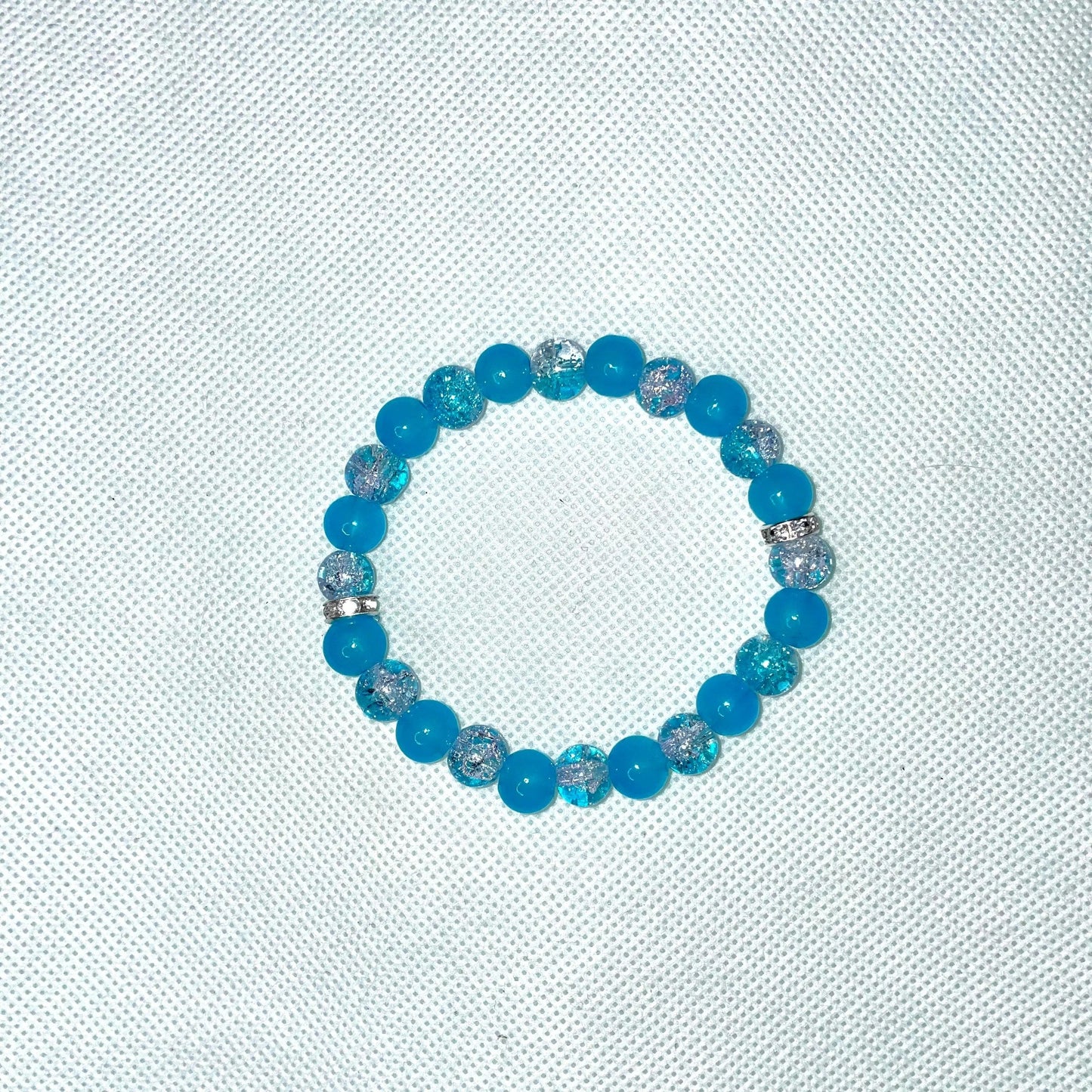 Lake Blue Crystal Glass Bead Bracelet