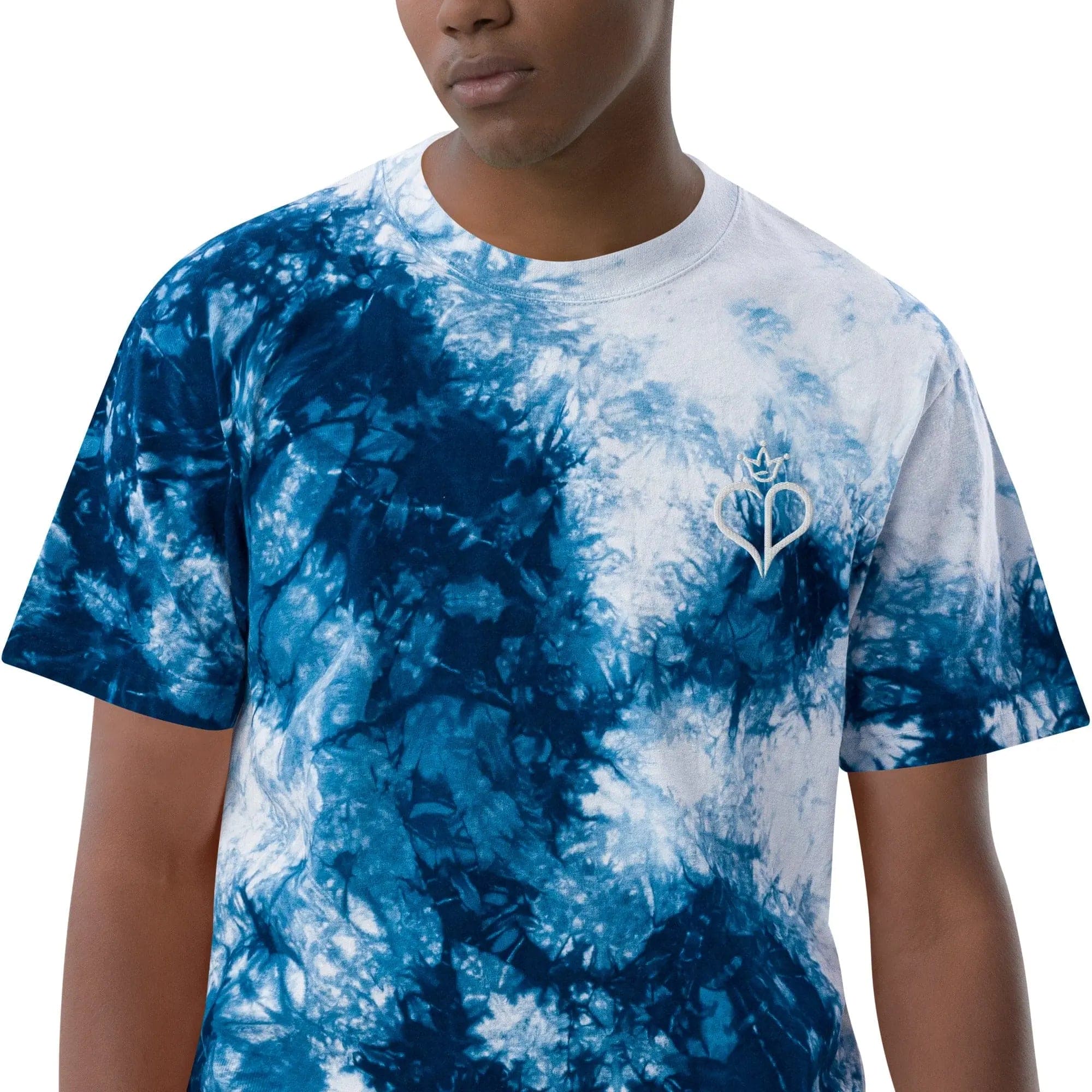 Navy & White Oversized tie-dye t-shirt Charms By Prince